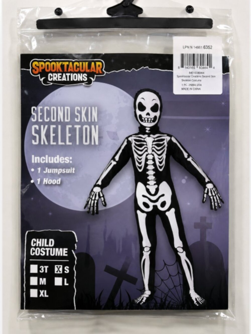 SPOOKTACULAR CREATIONS Second Skin Skeleton Costume Kids Size S Halloween NWT